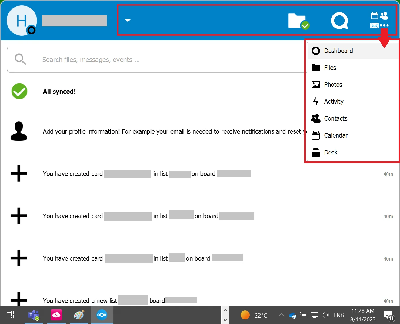 Client de synchronisation Nextcloud Desktop