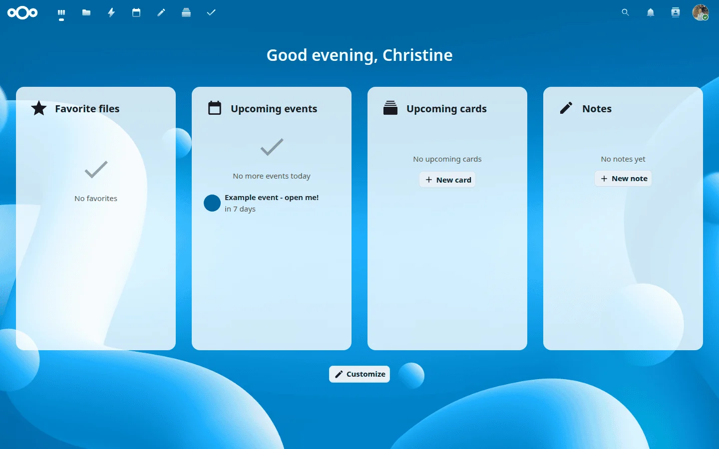 Interface Nextcloud