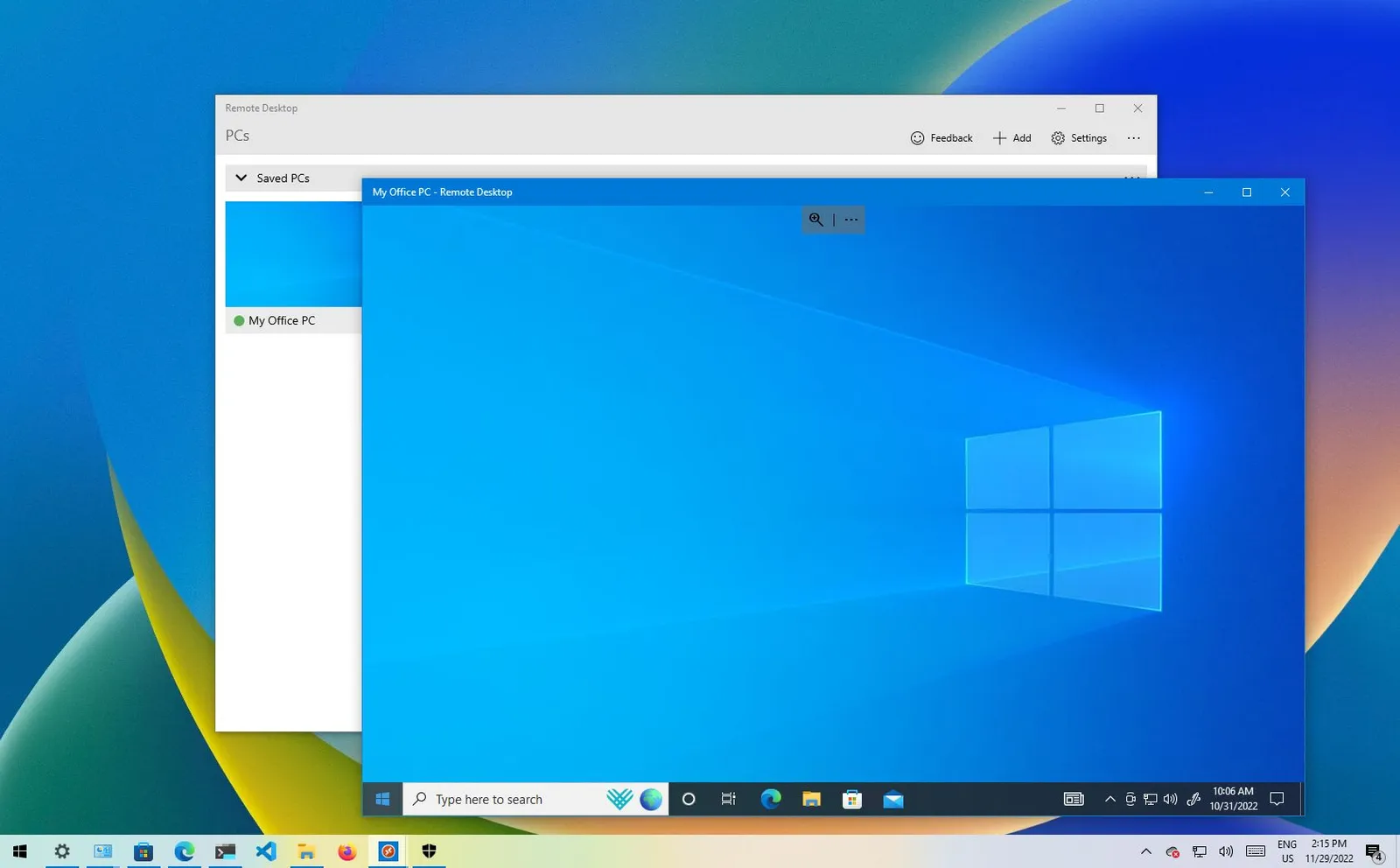 Bureau Windows accessible avec Remote Desktop Services